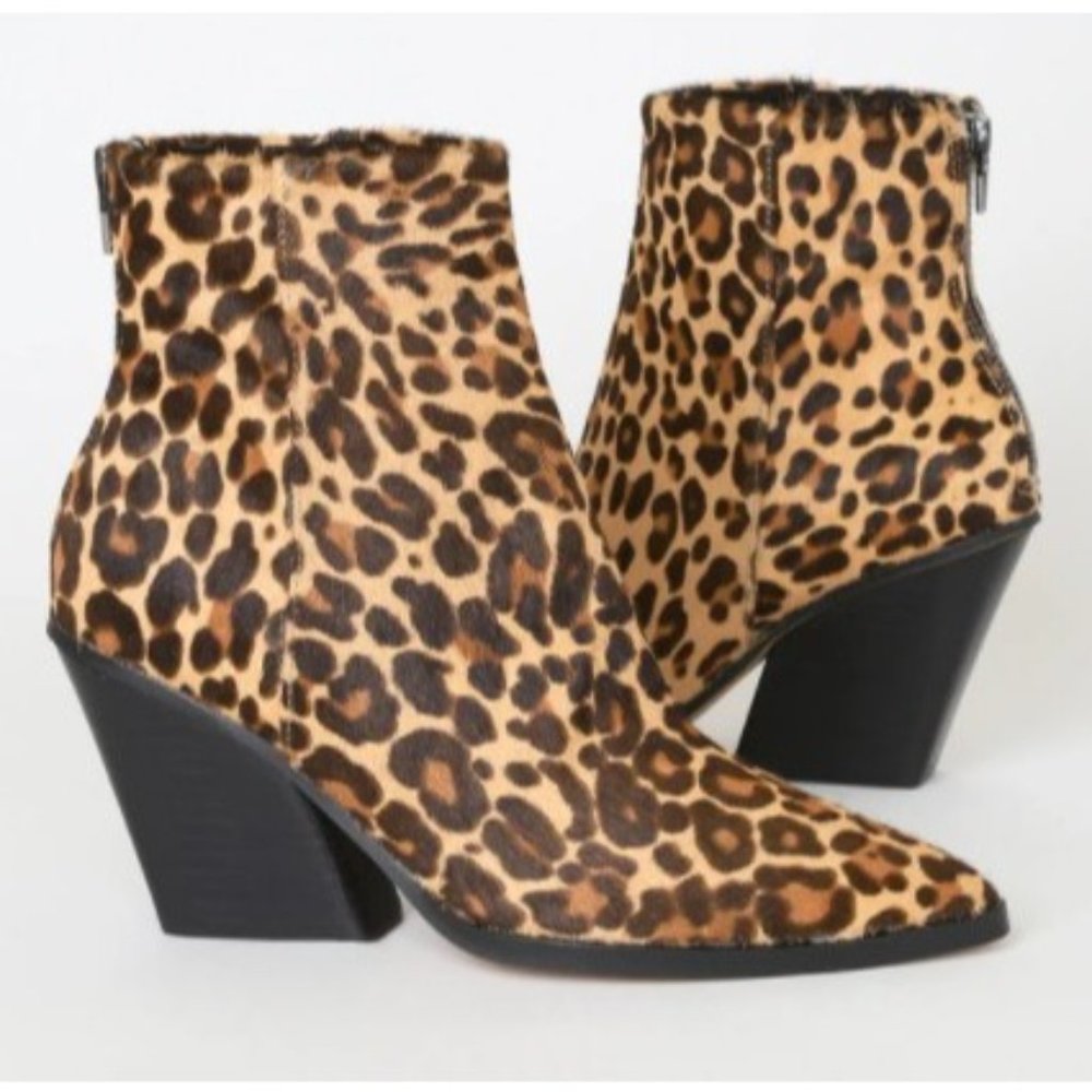 Dolce Vita Women's ISSA Leopard-Print Calf Hair Pointed-Toe Ankle Boots Size 6 - Picture 3 of 13